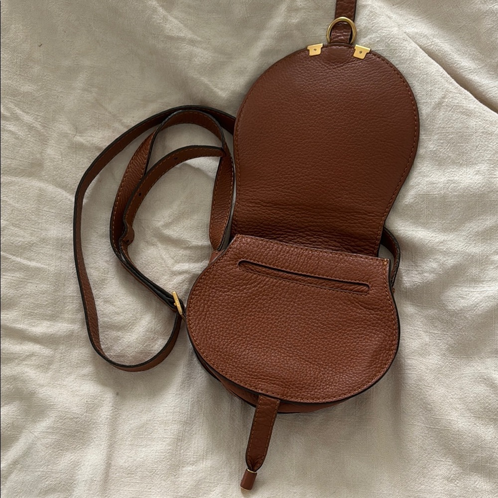 Chloe Marcie Small Saddle Bag Tan - Picture 2 of 8
